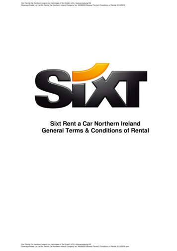 Sixt Rent A Car Northern Ireland General Terms & Conditions Of Rental