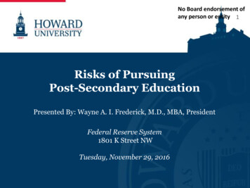 Risks Of Pursuing Post-Secondary Education - Federal Reserve
