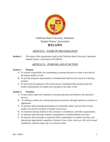 California State University, Stanislaus Student Nurses' Association BYLAWS