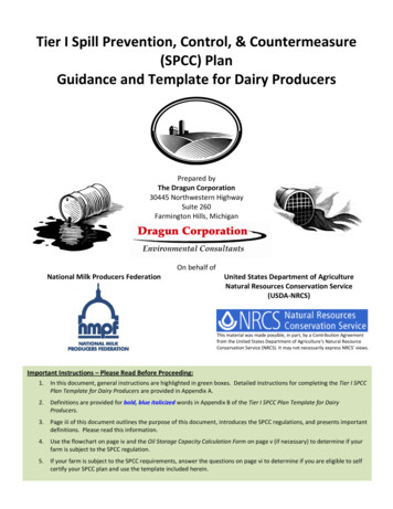 Tier I Spill Prevention, Control, & Countermeasure (SPCC) Plan . - NMPF
