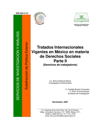 Tratados Internacionales Vigentes En México En Materia De Derechos .
