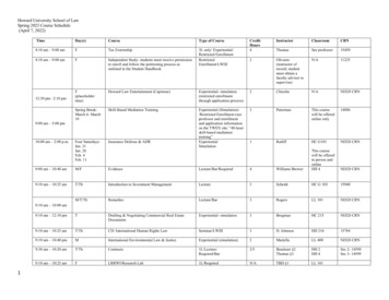 Howard University School Of Law Spring 2023 Course Schedule (April 7, 2022)