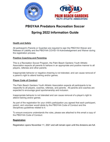 PBGYAA Predators Recreation Soccer Spring 2022 Information Guide