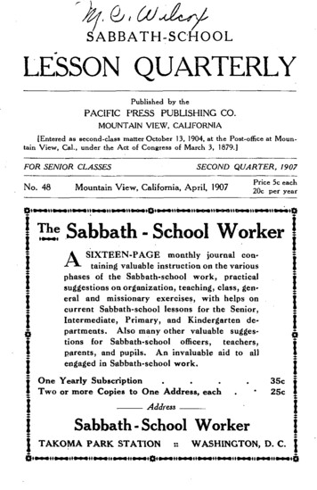 SABBATH-SCHOOL LESSON QUARTERLY
