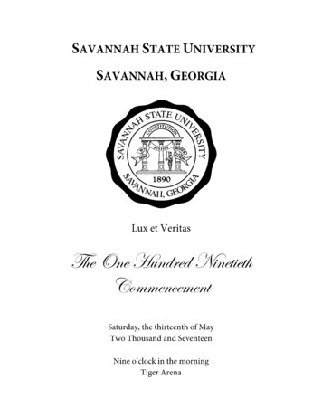 The One Hundred Ninetieth Commencement - Savannah State University