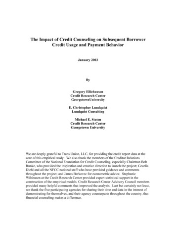 The Impact Of Credit Counseling On Subsequent Borrower Credit Usage And .