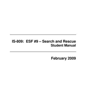 IS-809: ESF #9 – Search And Rescue