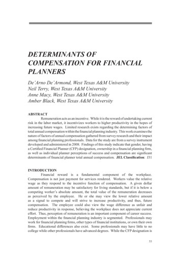 DETERMINANTS OF COMPENSATION FOR FINANCIAL PLANNERS - Swer
