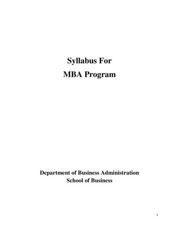 Syllabus For MBA Program