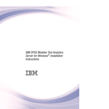 IBM SPSS ModelerTextAnalytics Server ForWindows Installation Instructions