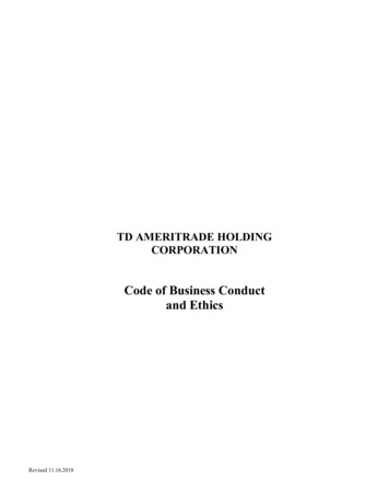 TD Ameritrade Code Of Business Conduct And Ethics Policy
