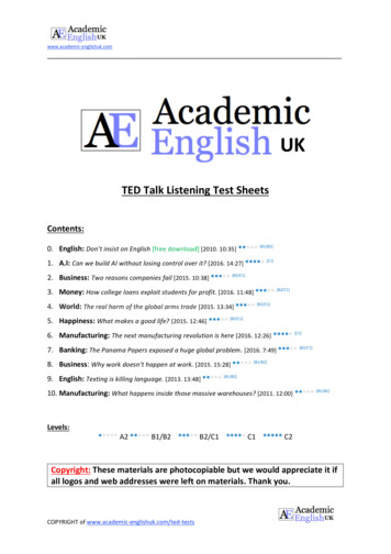 TED Talk Listening Test Sheets - Academic English UK