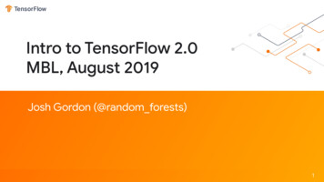 Intro To TensorFlow 2.0 MBL, August 2019