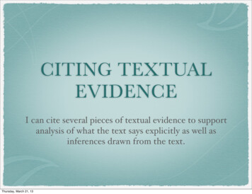 CITING TEXTUAL EVIDENCE