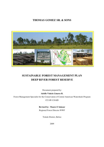 Sustainable Forest Management Plan Deep River Forest Reserve