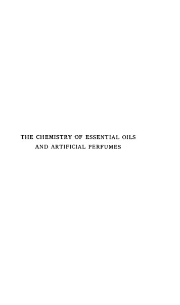 The Chemistry Of Essential Oils And Artificial Perfumes