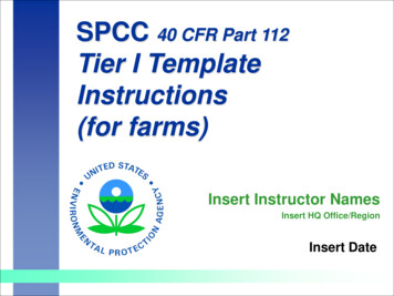 SPCC Tier I Template Instructions For Farms