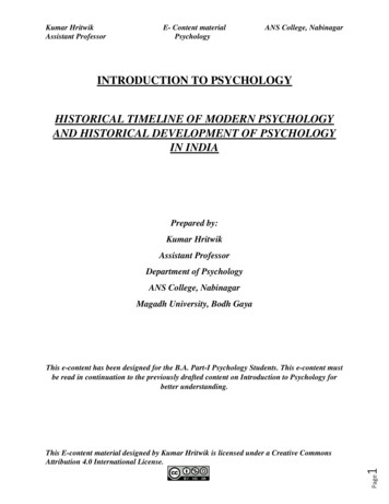 INTRODUCTION TO PSYCHOLOGY - Magadh University
