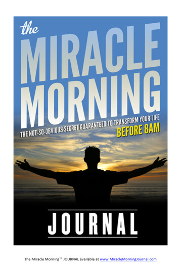 The Miracle Morning JOURNAL Availableat Www .