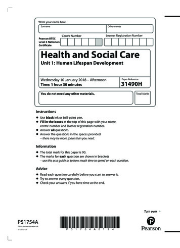 Pearson BTEC Health And Social Care - HSC