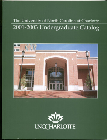 Correspondence Directory - University Of North Carolina At Charlotte