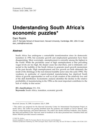 Understanding South Africa’s Economic Puzzles*