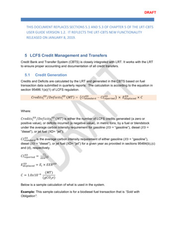 5 LCFS Credit Management And Transfers