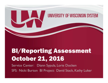 BI/Reporting Assessment October 21, 2016