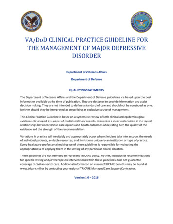 VA/DoD Major Depressive Disorder Clinical Practice Guideline