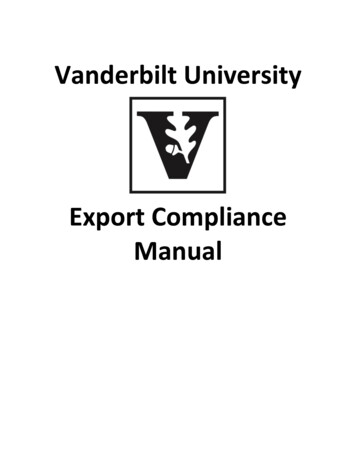 Export Compliance Manual - Vanderbilt University