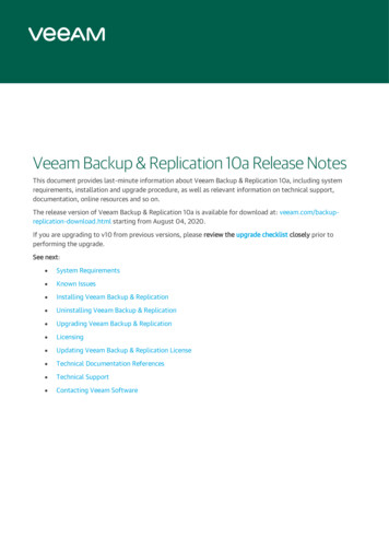 Veeam Backup & Replication 10 Release Notes