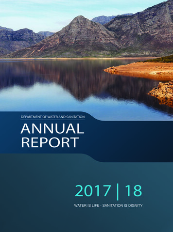 Department Of Water And Sanitation Annual Report 2017/2018 - Gov