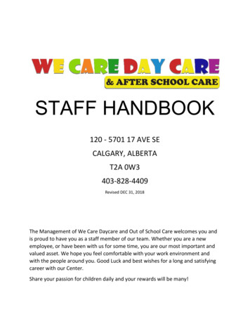 STAFF HANDBOOK - We Care Daycare