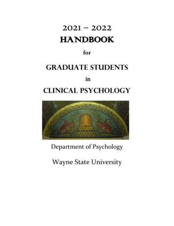Department Of Psychology 2021-2022 Handbook For 