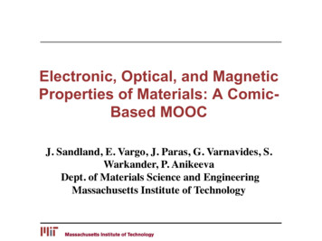Electronic, Optical, And Magnetic Properties Of Materials .