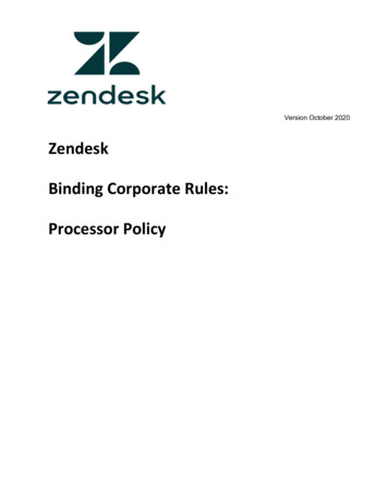Zendesk Binding Corporate Rules: Processor Policy