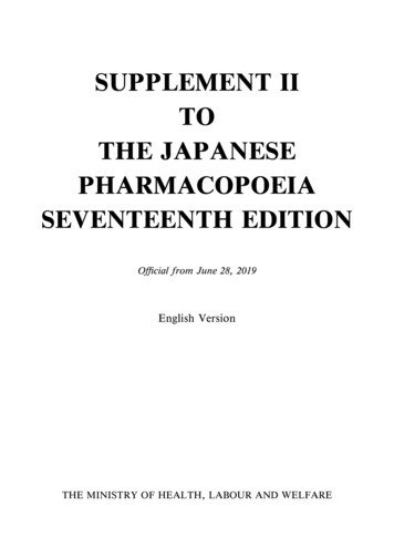SUPPLEMENT II TO THE JAPANESE PHARMACOPOEIA SEVENTEENTH EDITION - Mhlw
