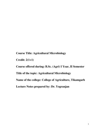 Yogranjan Lecture Notes Agricultural Microbiology - JNKVV