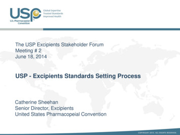 USP - Excipients Standards Setting Process