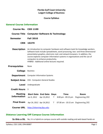 Florida Gulf Coast University Lutgert College Of Business Course Syllabus