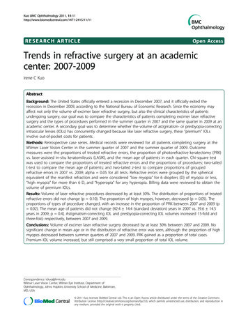 RESEARCH ARTICLE Open Access Trends In Refractive Surgery At An .