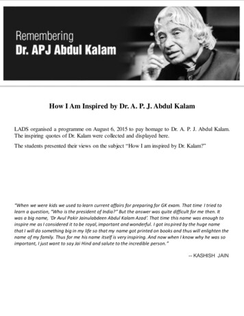 How I Am Inspired By Dr. A. P. J. Abdul Kalam