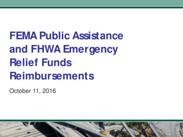 FEMA Public Assistance And FHWA Emergency Relief Funds Reimbursements