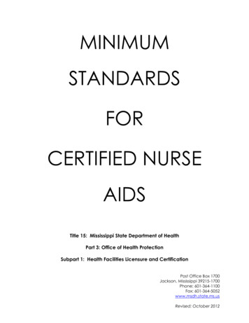 Minimum Standards For Certified Nurse Aids