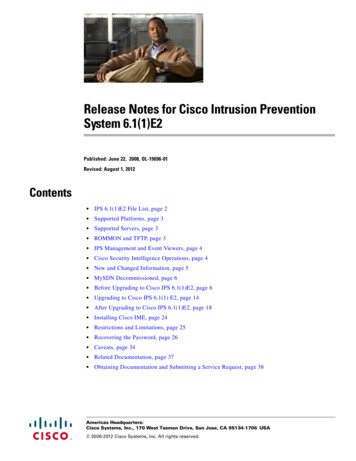 Release Notes For Cisco Intrusion Prevention System 6.1(1)E2