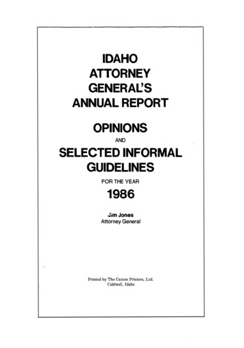 Idaho Attorney Generacs Annual Report Opinions