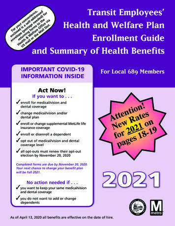 Health And Welfare Plan Enrollment Guide And Summary Of Health Benefits
