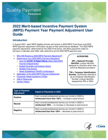 2022 Merit-based Incentive Payment System (MIPS) Payment Year . - ASRS