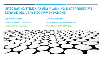 Integrating Title X Family Planning & Sti Programs - Service Delivery .