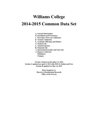 Williams College 2014-2015 Common Data Set